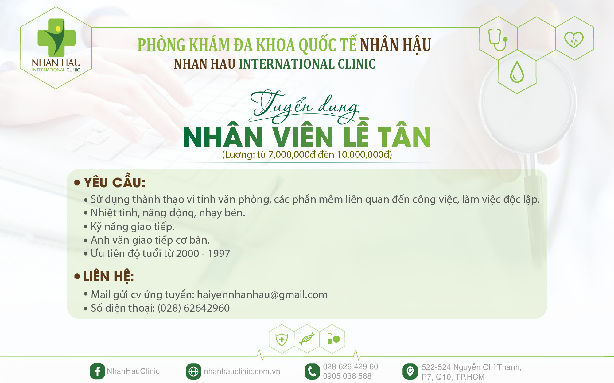 Tuyển dụng nhân viên lễ tân