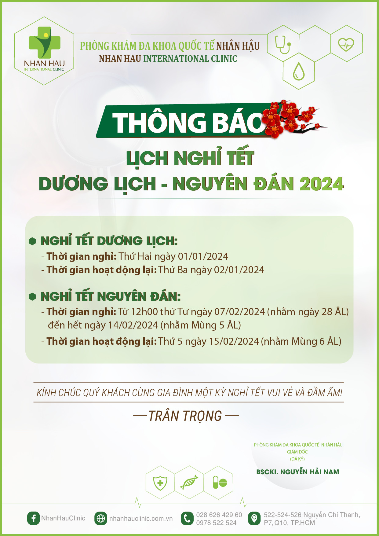 thông báo nghỉ tết