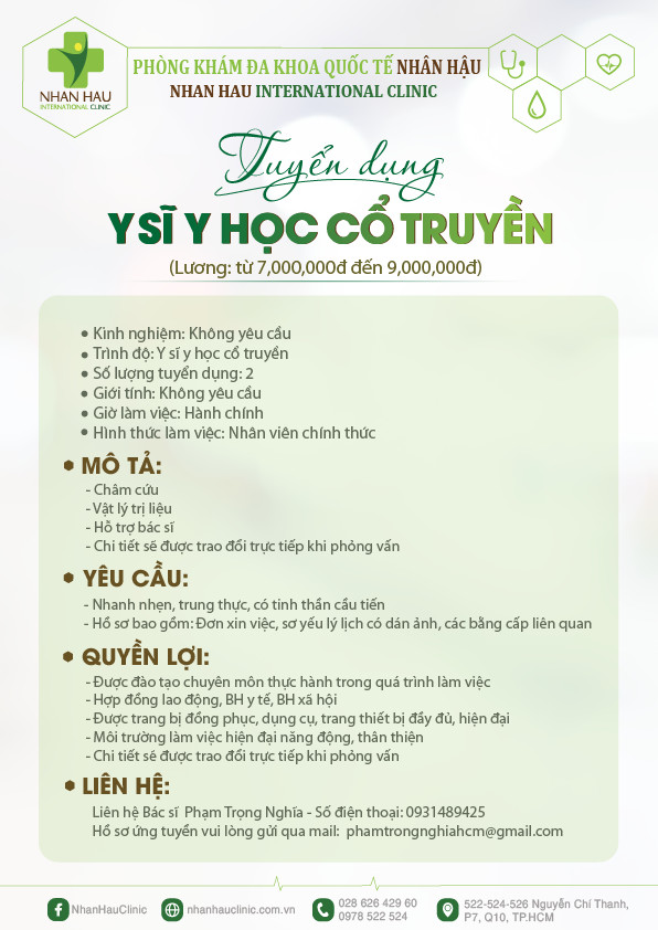 Tuyển dụng y sĩ y học cổ truyền